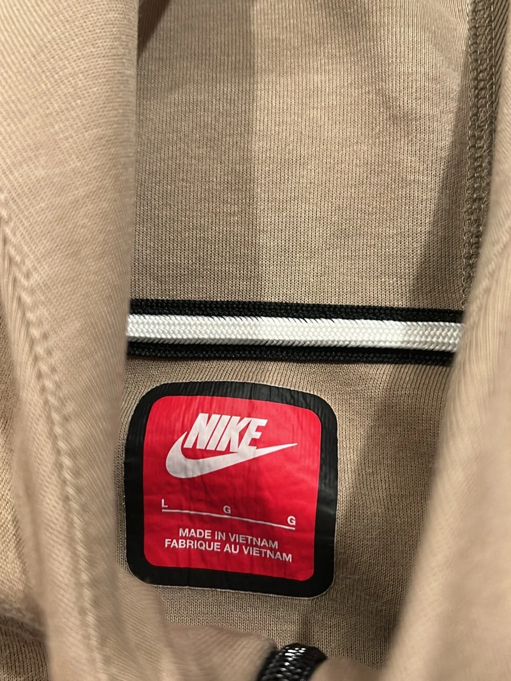 Nike Kids Two-Tone Hooded Zip Jacket - Cream & Tan with Black pockets